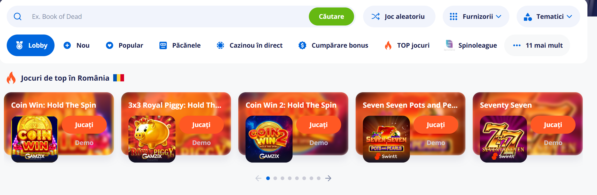 VulkanVegas catalog de jocuri